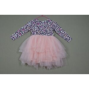 Snuggle Bums Long Sleeved Bamboo Tulle Dress - Pink Leopard Hearts - Size 2 T